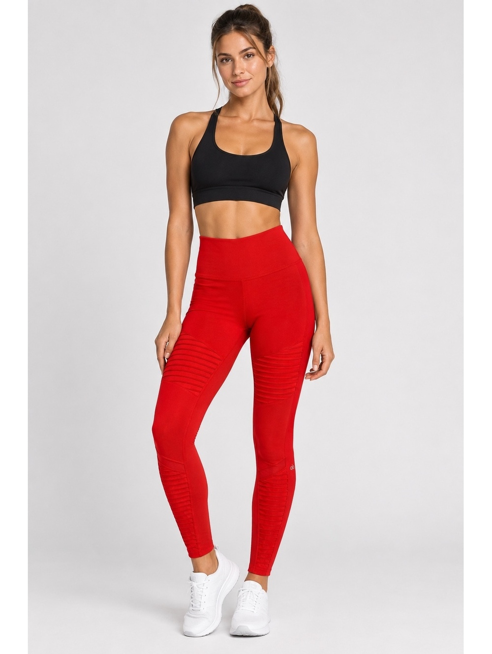Alo Yoga High Waist Moto Mesh Leggings Women's Size Small Red
